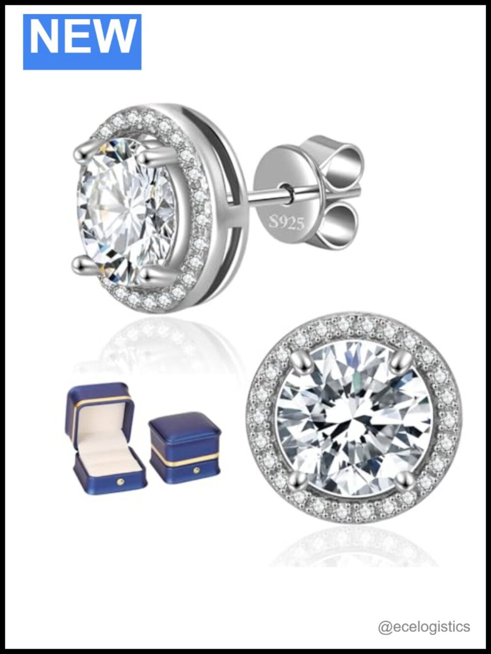 Moissanite Stud Earrings 925 Sterling Silver Friction Back